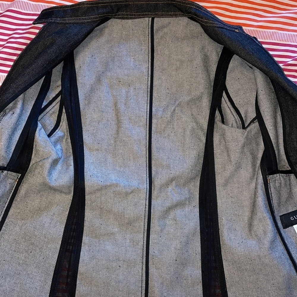 Gucci Black Denim Jean Jacket with Contrast Stitching - Picture 7 of 12